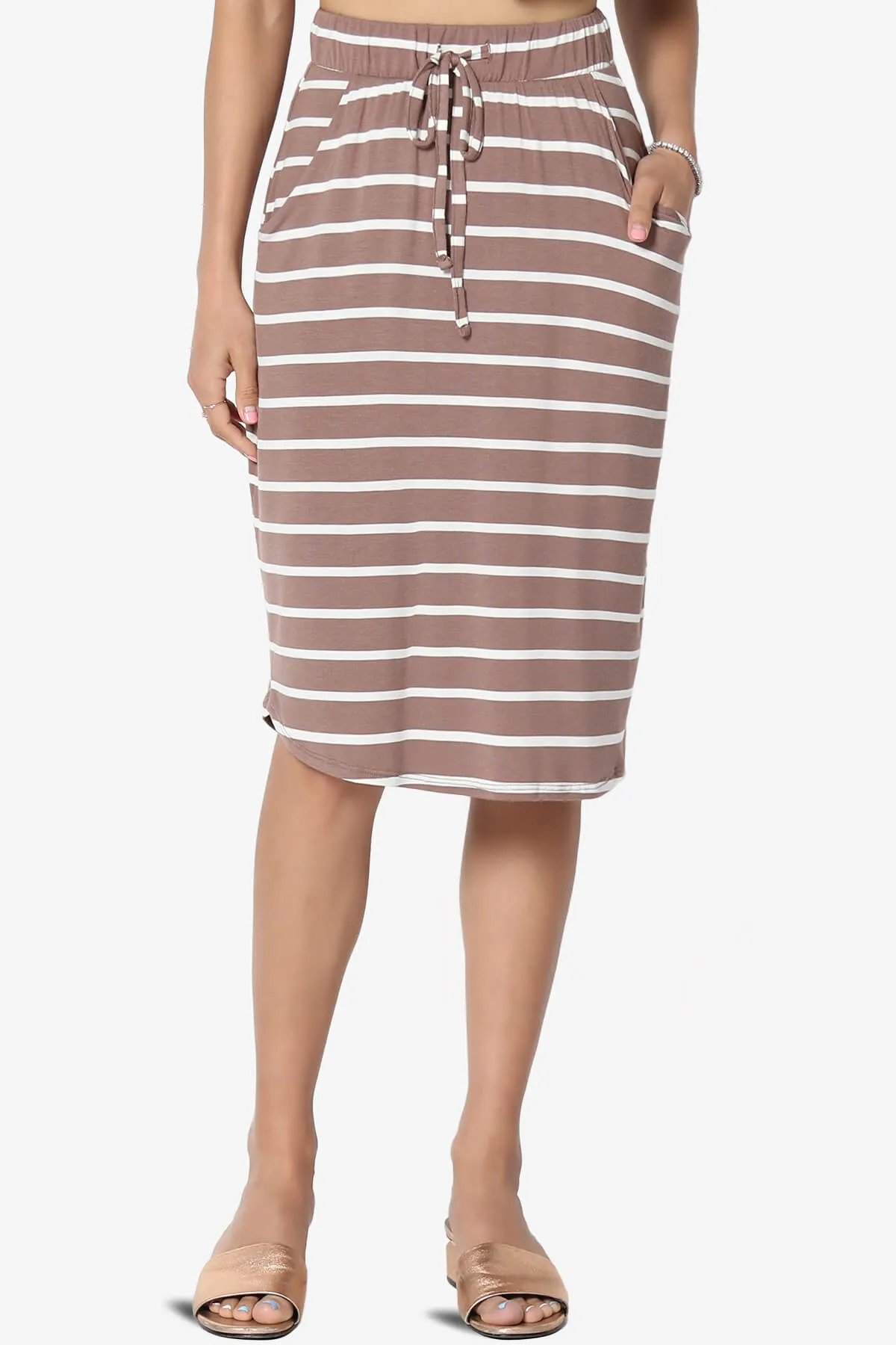 Eclipse Stripe Drawstring Midi Skirt