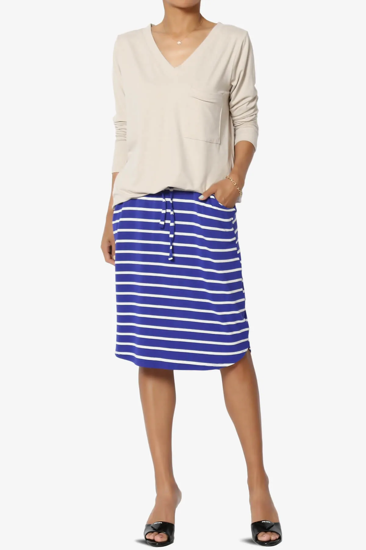 Eclipse Stripe Drawstring Midi Skirt