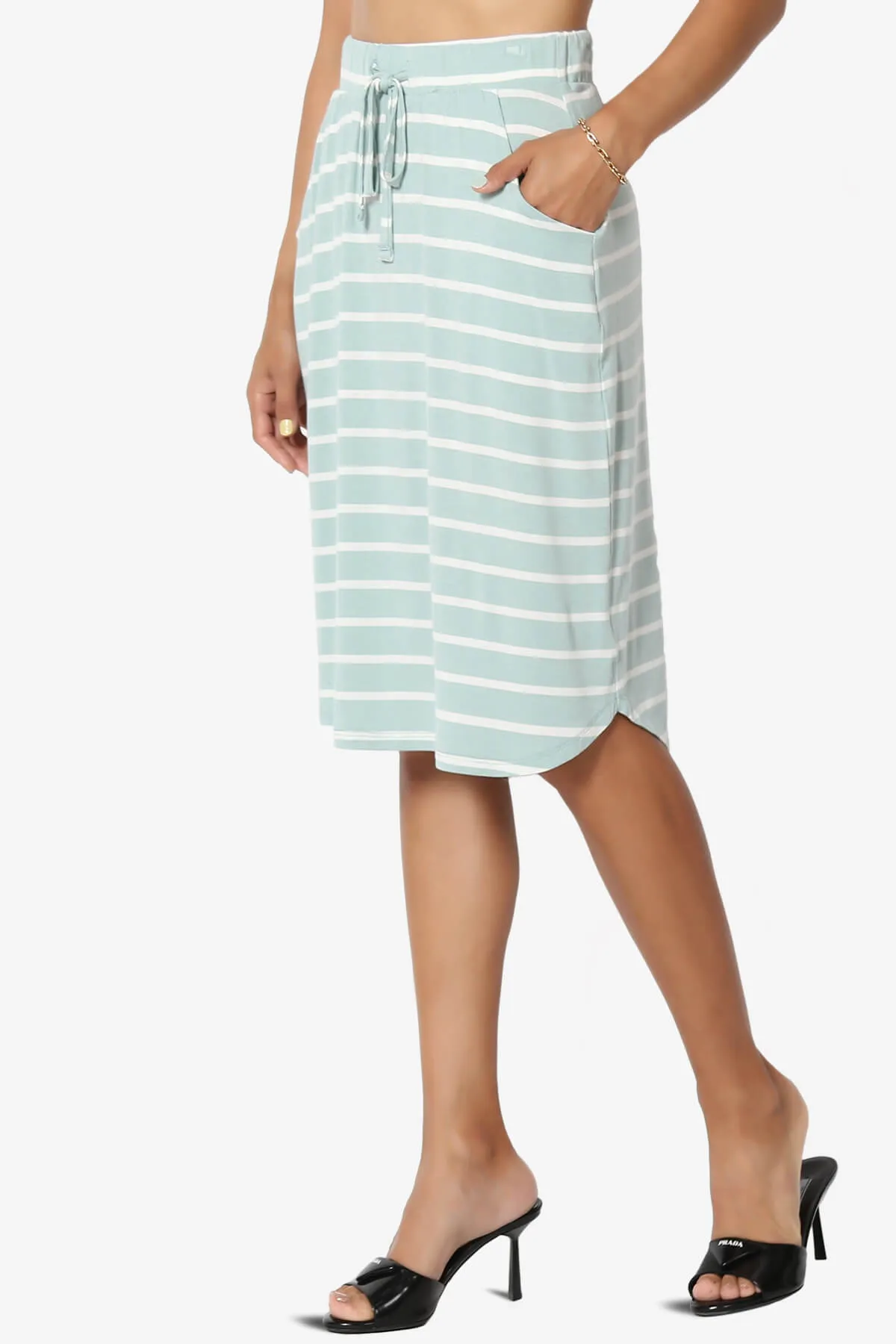 Eclipse Stripe Drawstring Midi Skirt