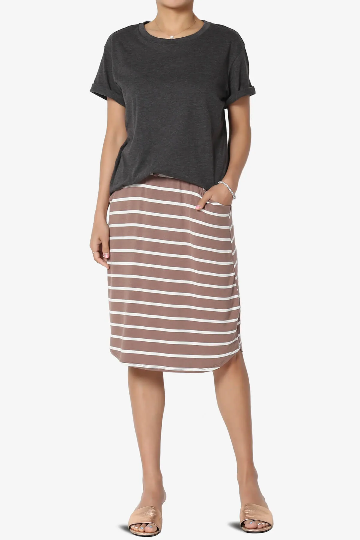 Eclipse Stripe Drawstring Midi Skirt