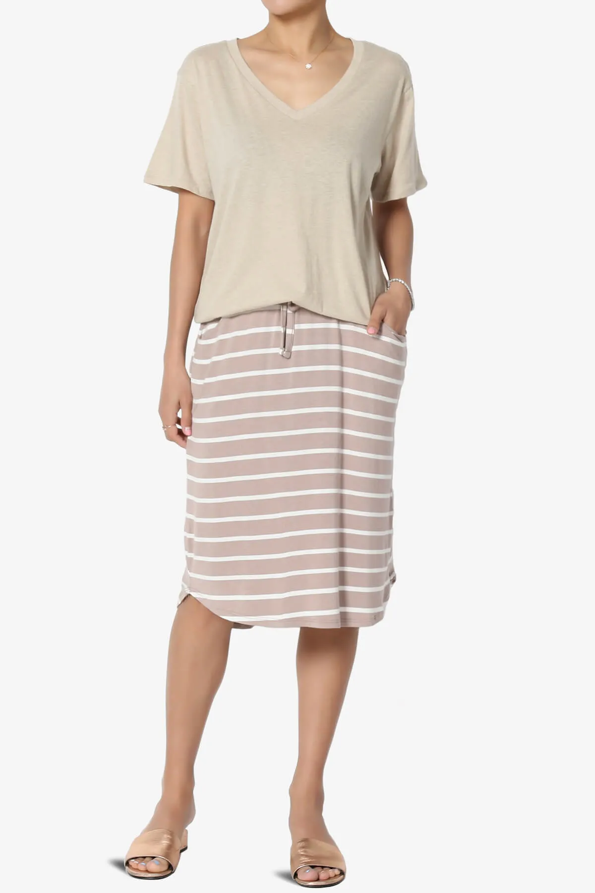 Eclipse Stripe Drawstring Midi Skirt