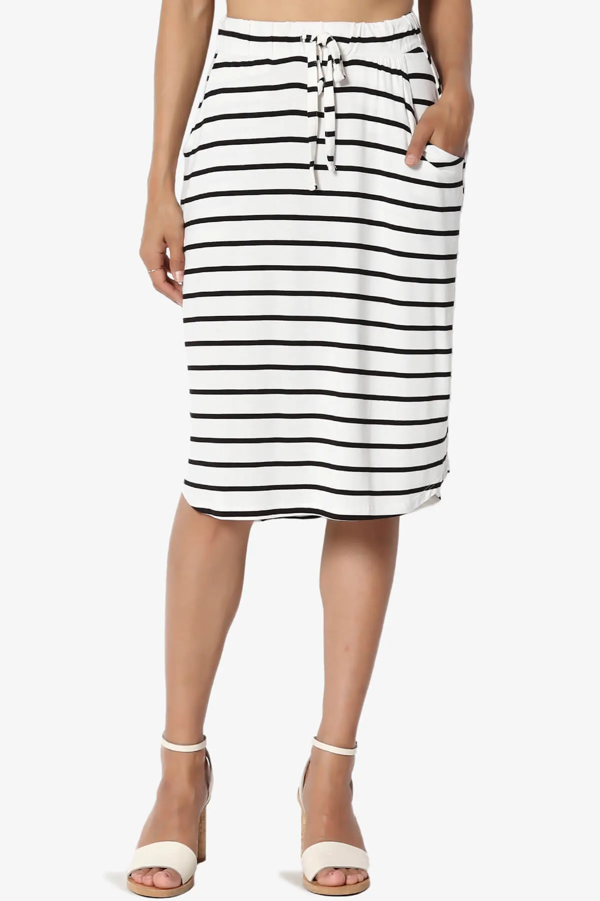 Eclipse Stripe Drawstring Midi Skirt