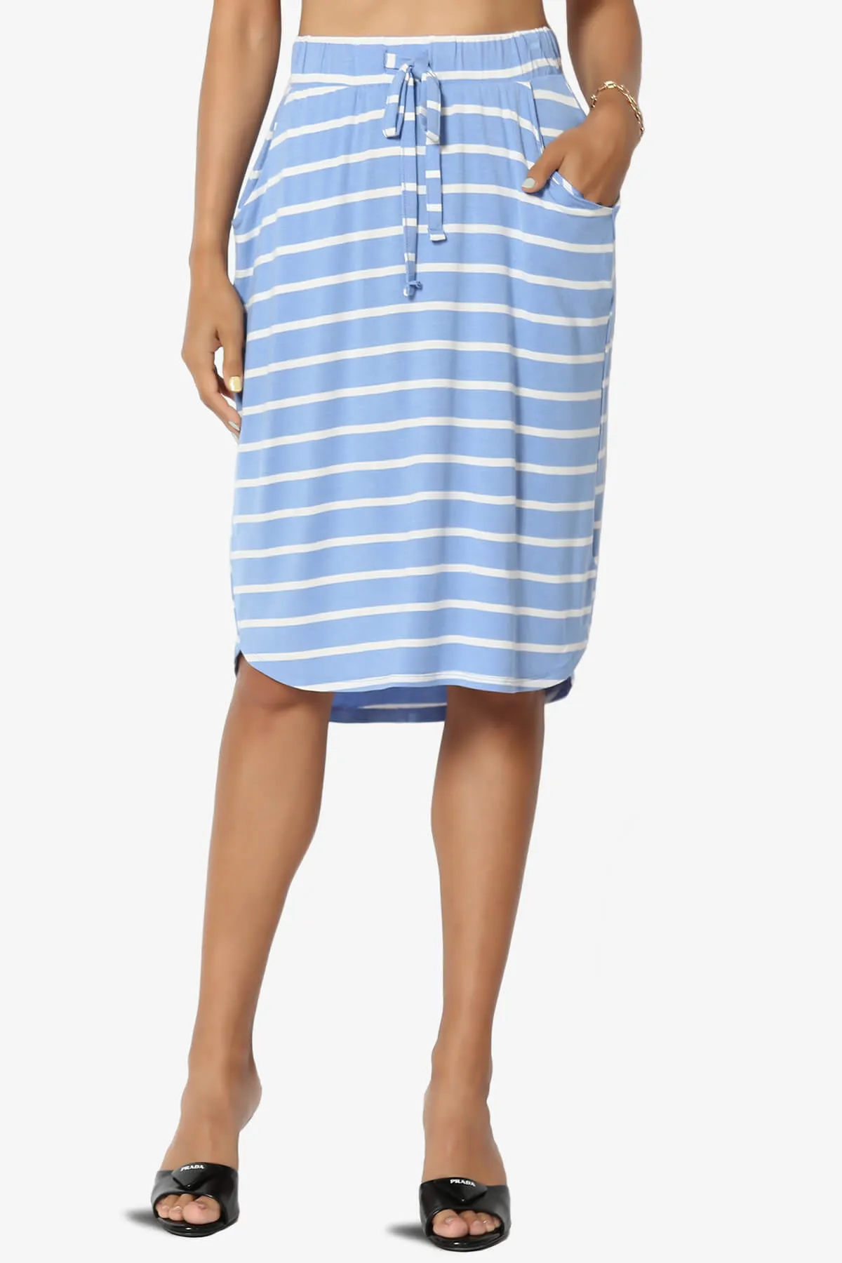 Eclipse Stripe Drawstring Midi Skirt