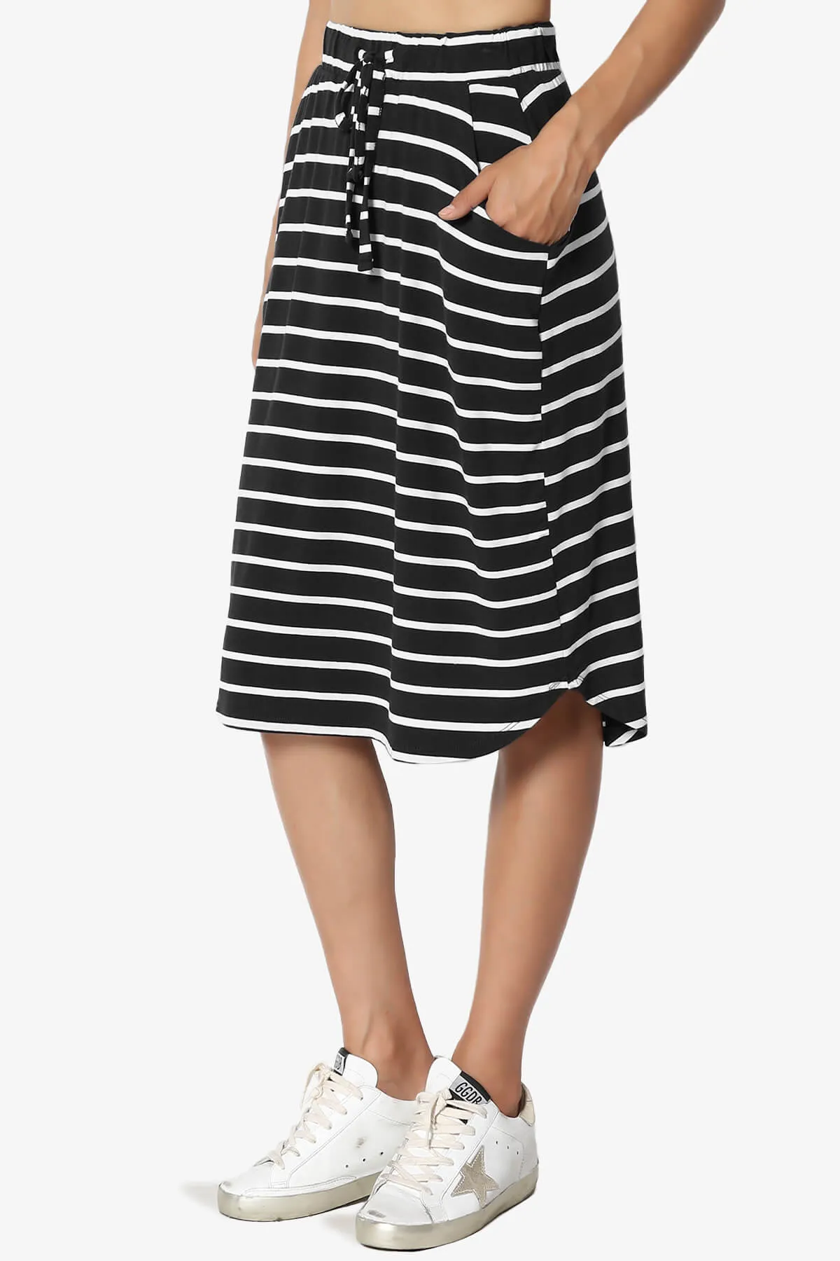 Eclipse Stripe Drawstring Midi Skirt