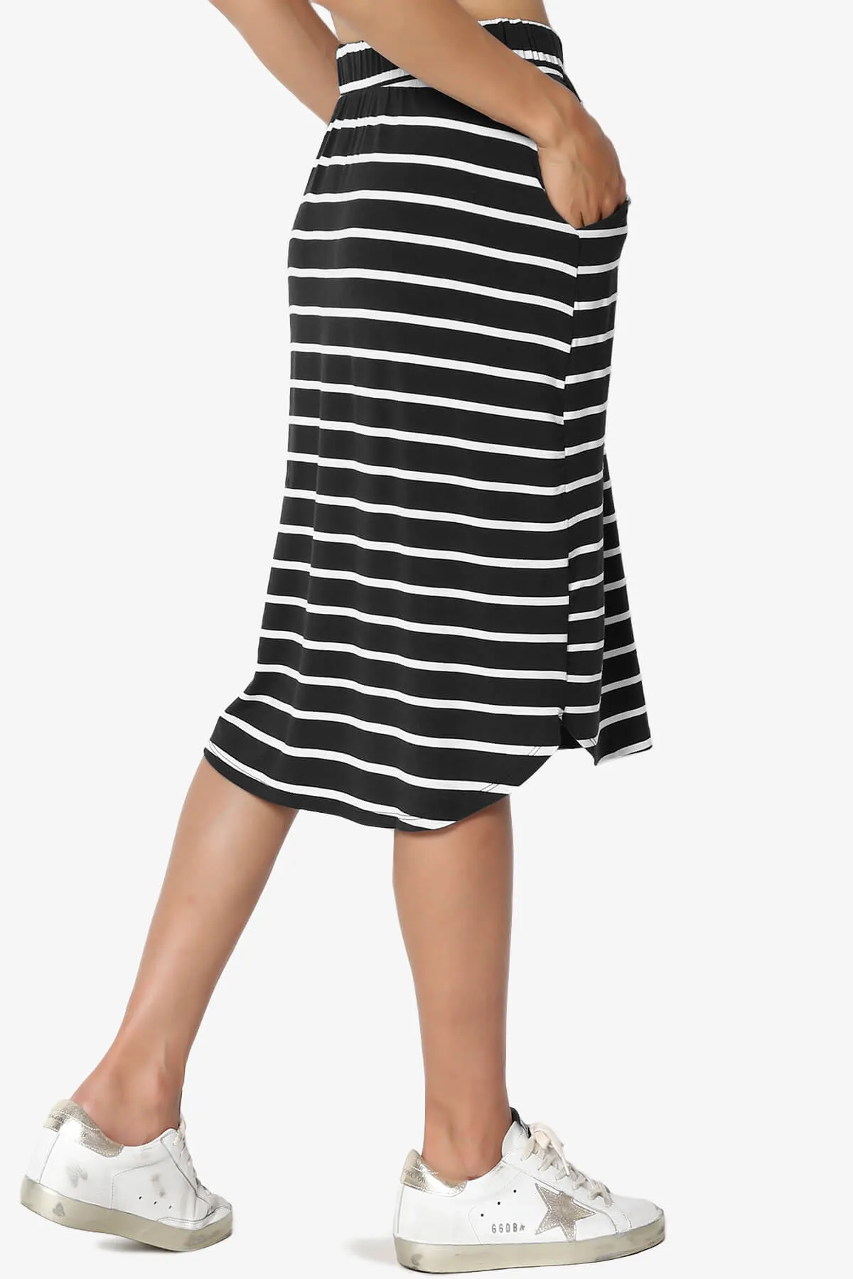 Eclipse Stripe Drawstring Midi Skirt