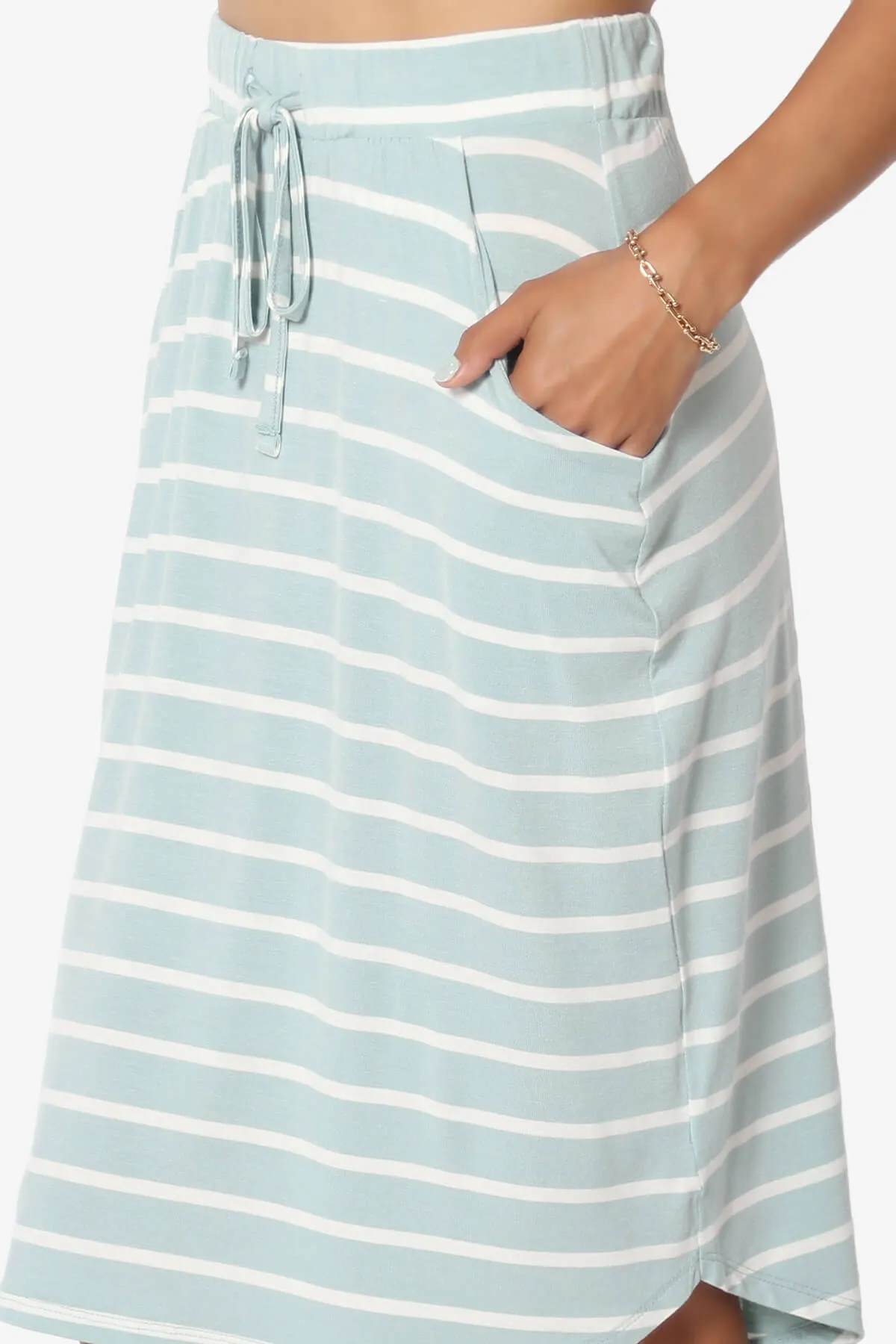 Eclipse Stripe Drawstring Midi Skirt