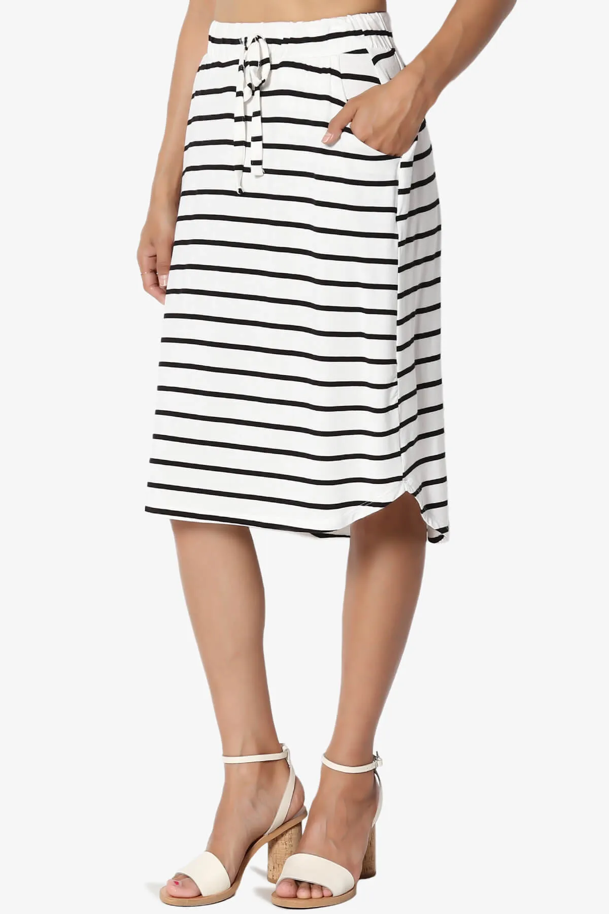 Eclipse Stripe Drawstring Midi Skirt