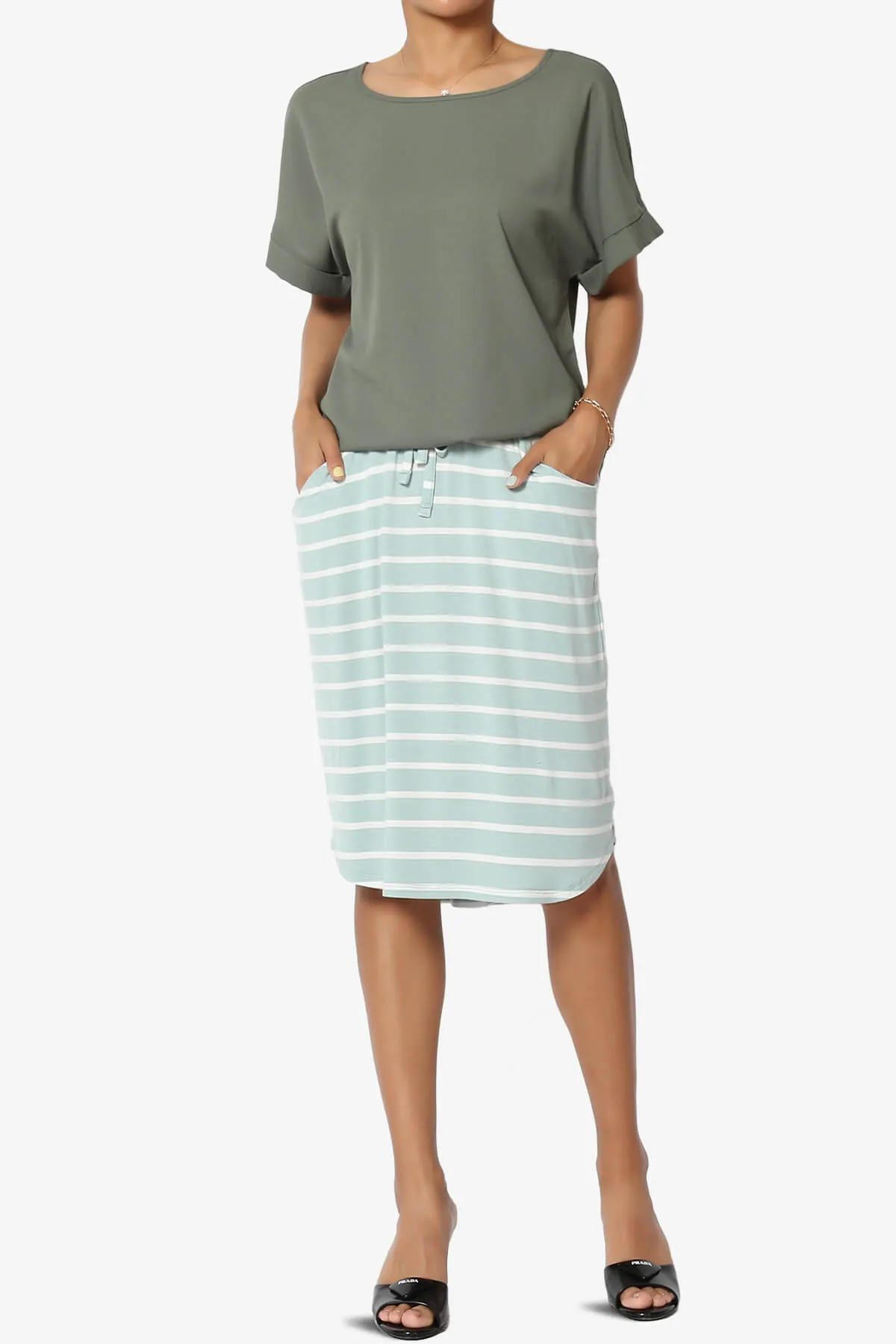 Eclipse Stripe Drawstring Midi Skirt