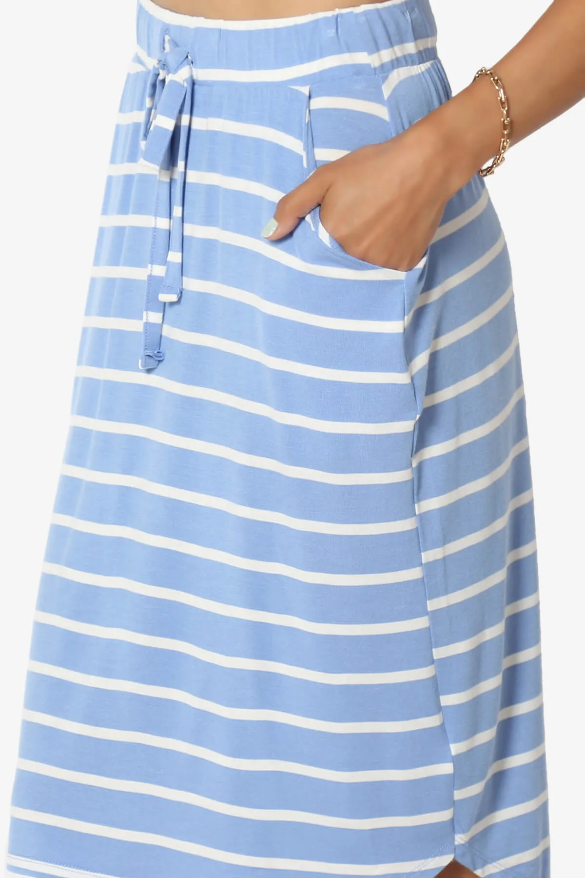 Eclipse Stripe Drawstring Midi Skirt