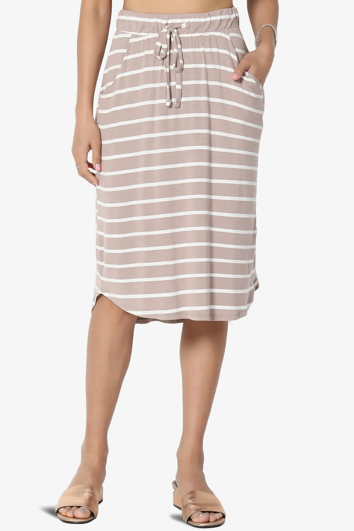 Eclipse Stripe Drawstring Midi Skirt