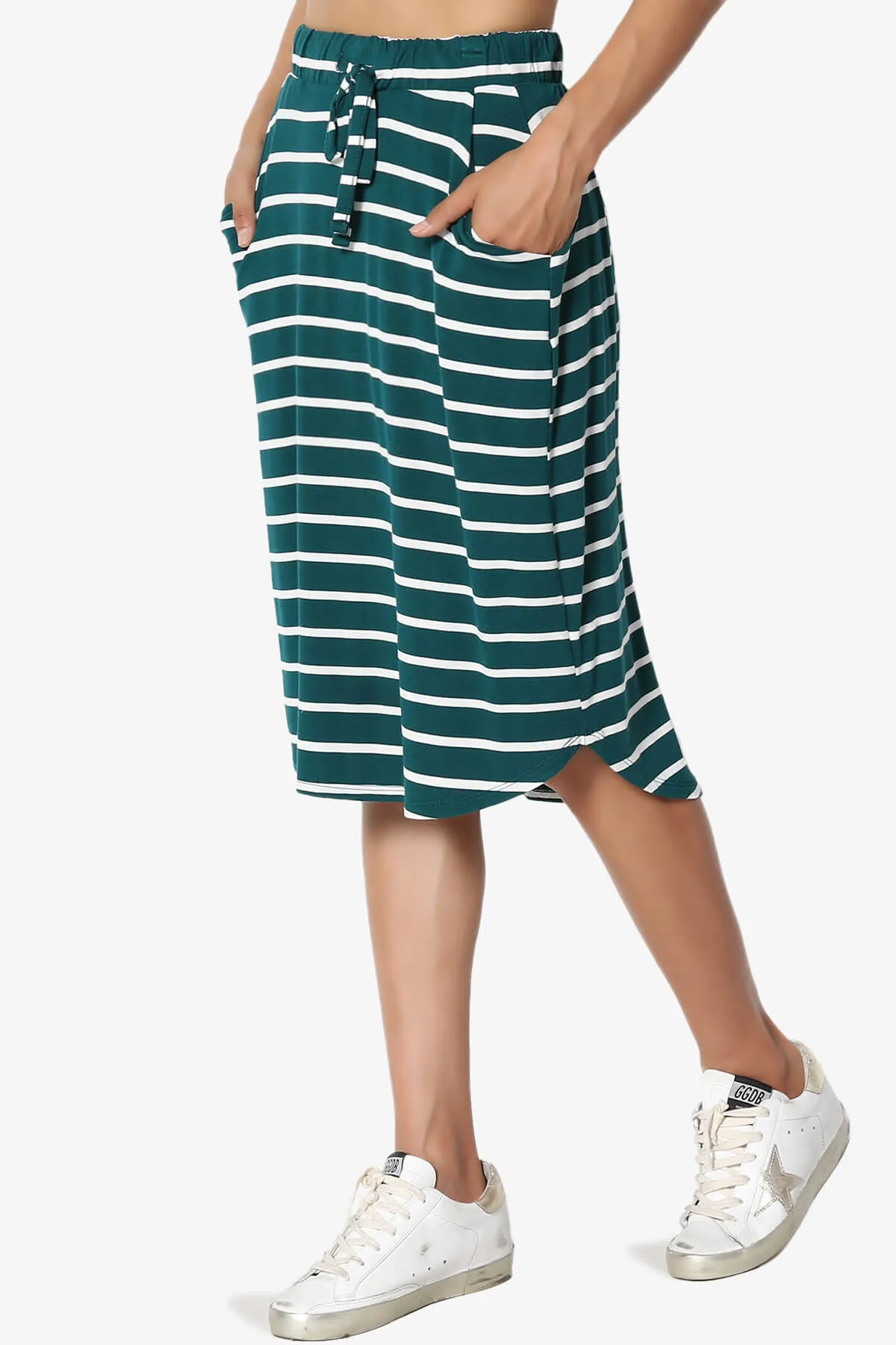 Eclipse Stripe Drawstring Midi Skirt
