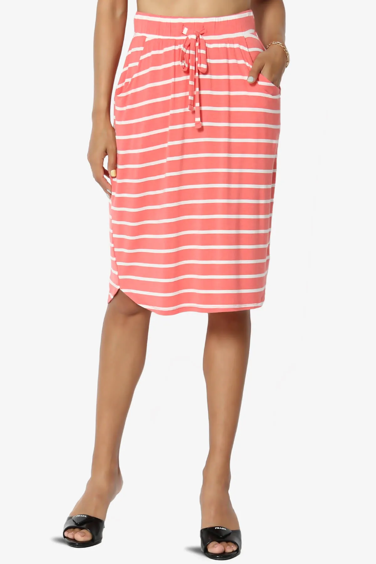 Eclipse Stripe Drawstring Midi Skirt