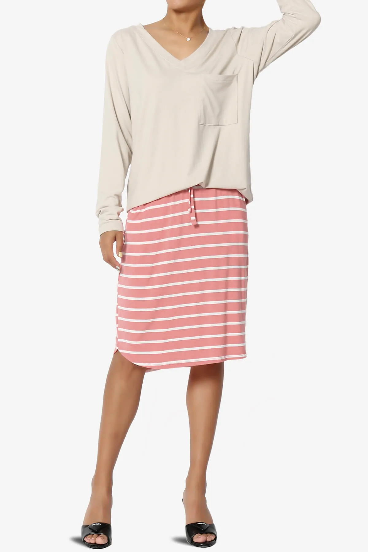 Eclipse Stripe Drawstring Midi Skirt