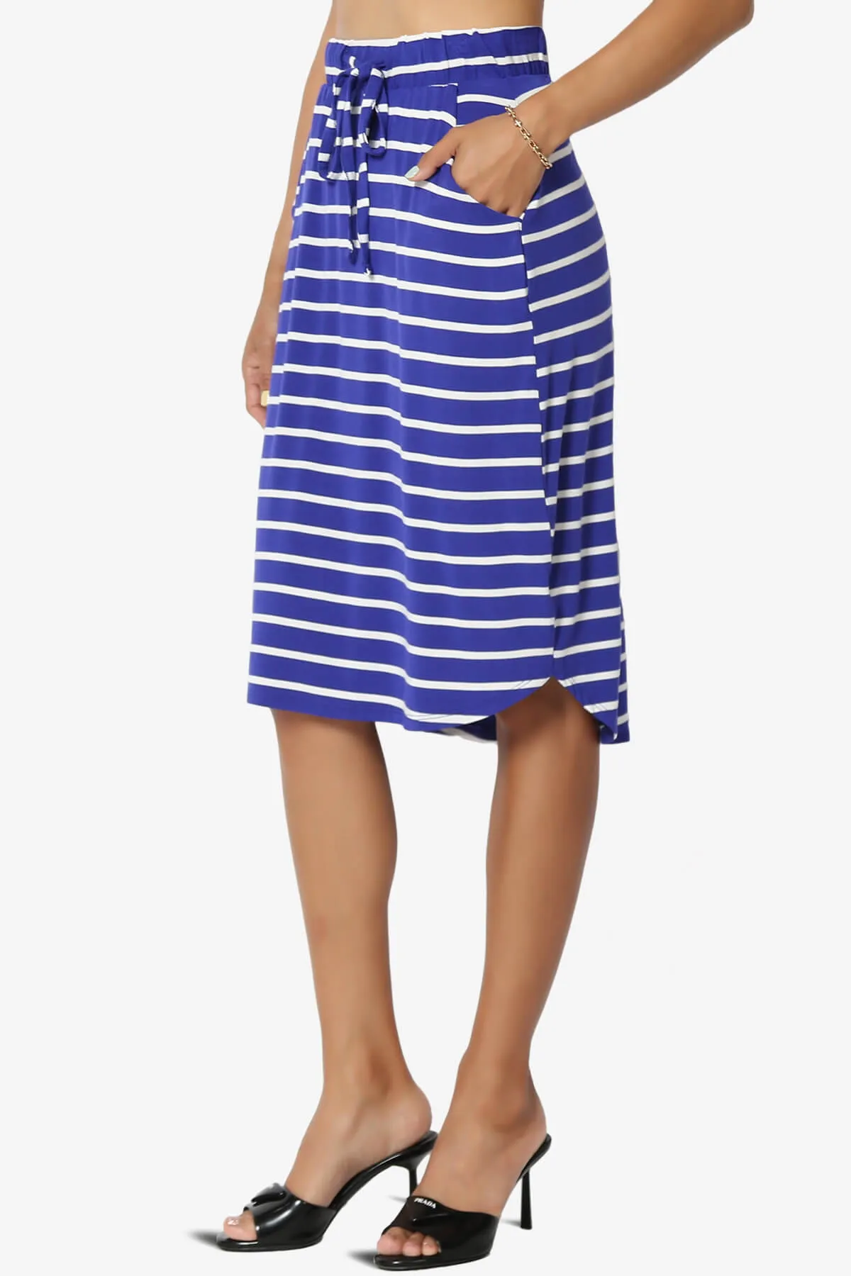 Eclipse Stripe Drawstring Midi Skirt