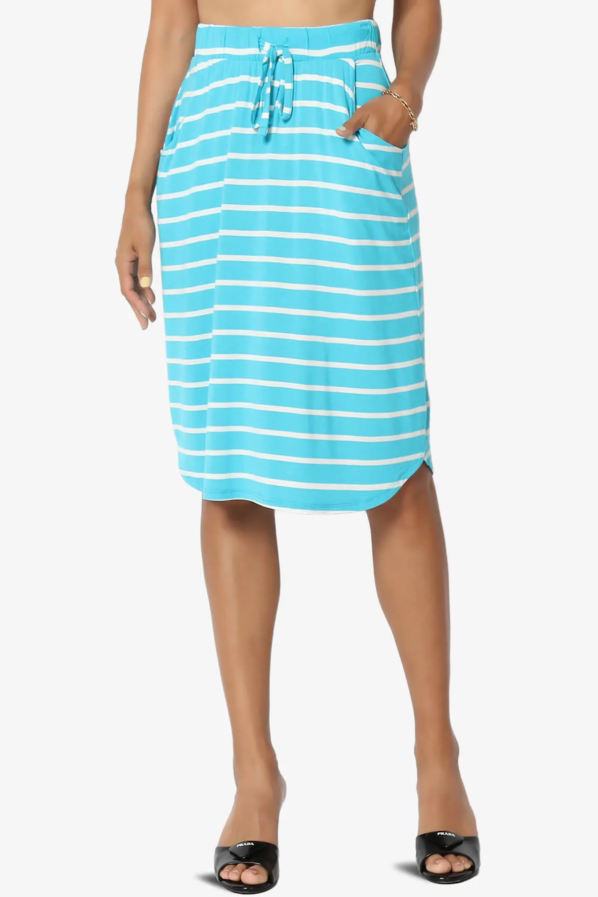 Eclipse Stripe Drawstring Midi Skirt