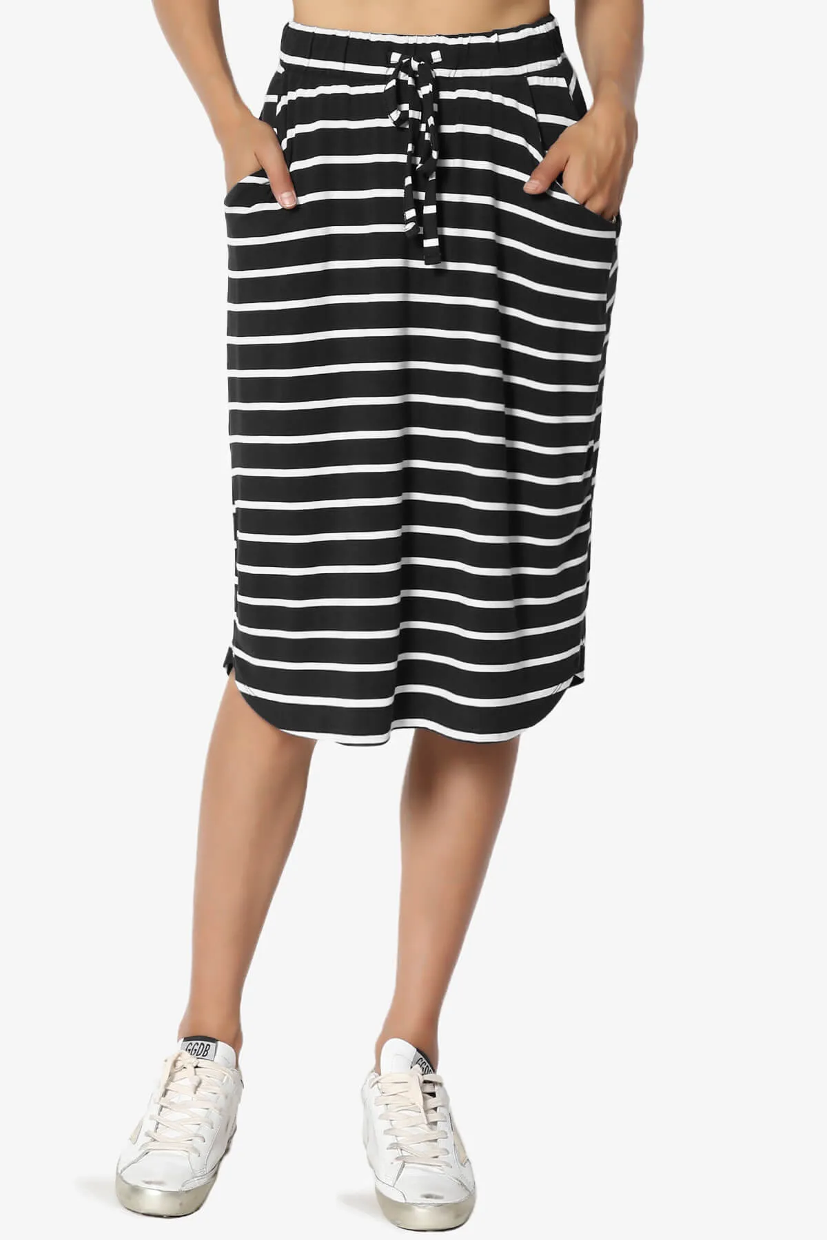 Eclipse Stripe Drawstring Midi Skirt