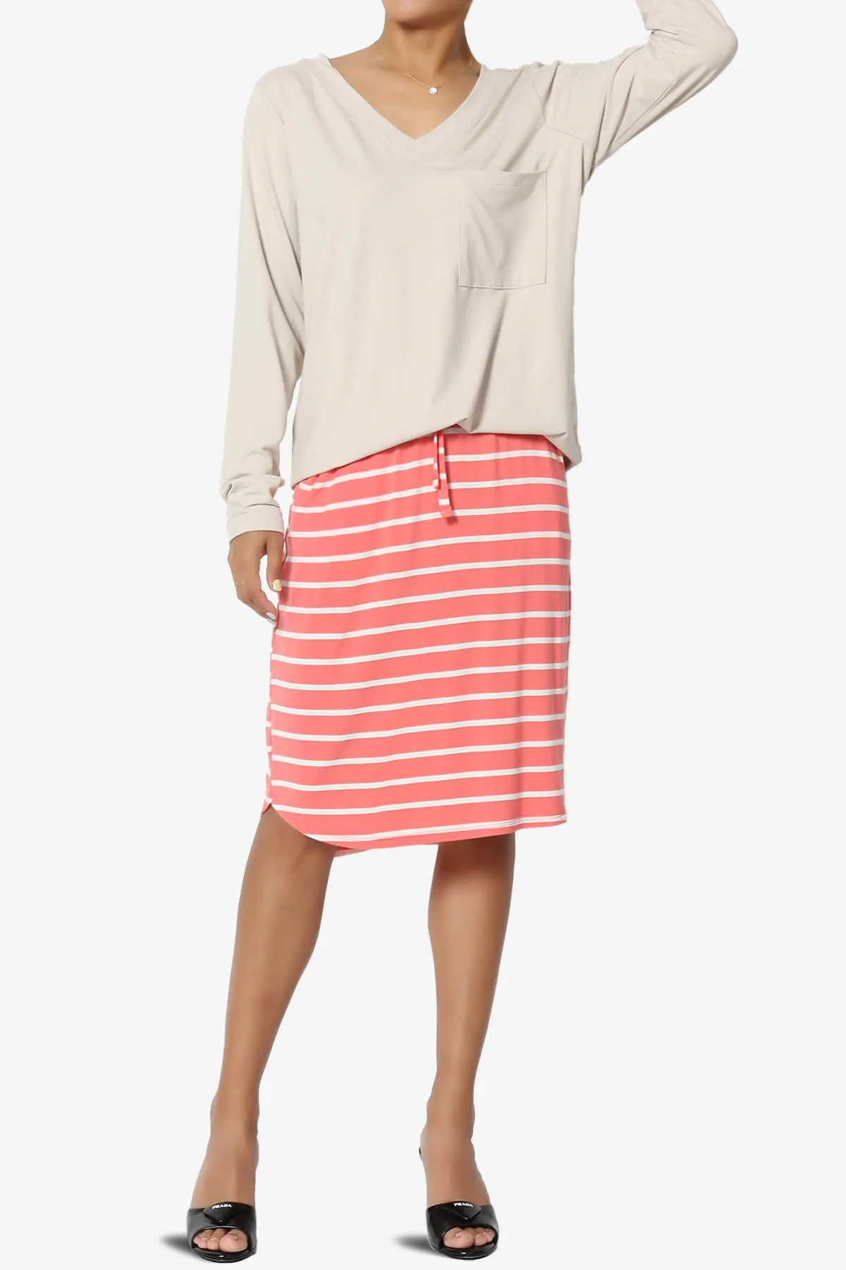 Eclipse Stripe Drawstring Midi Skirt