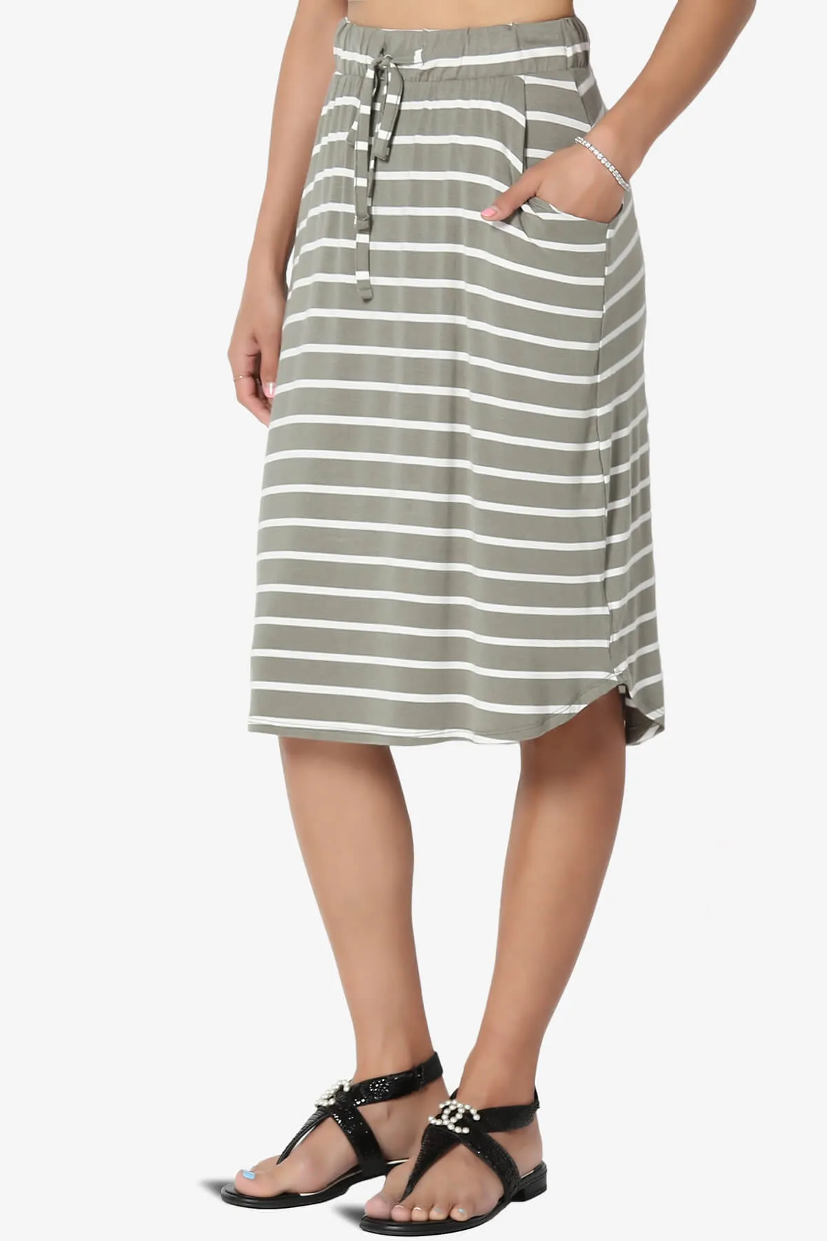 Eclipse Stripe Drawstring Midi Skirt