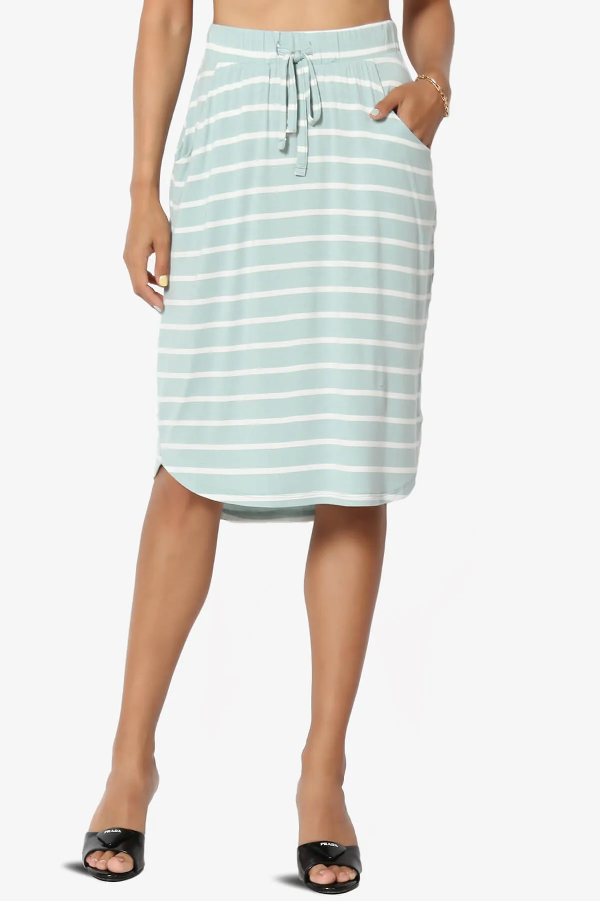 Eclipse Stripe Drawstring Midi Skirt