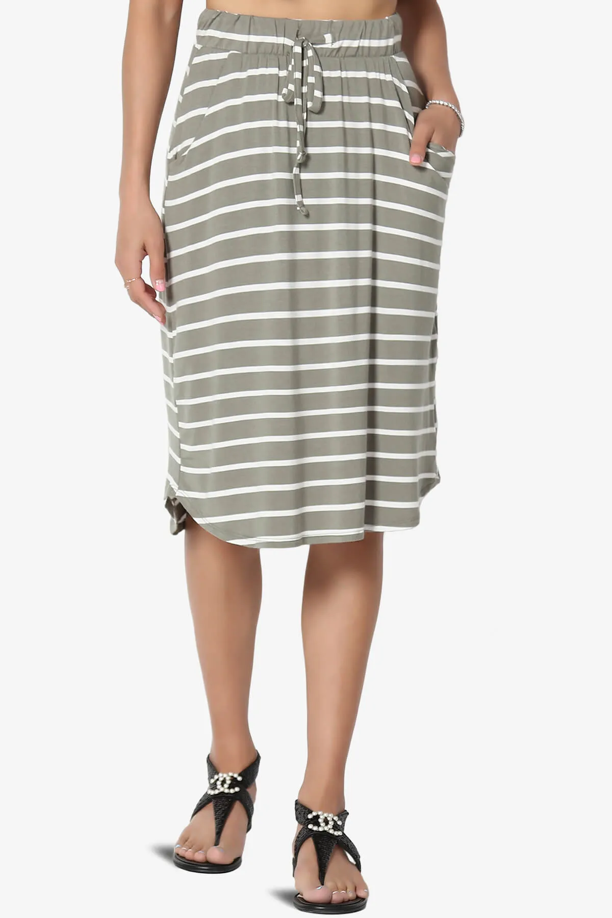 Eclipse Stripe Drawstring Midi Skirt