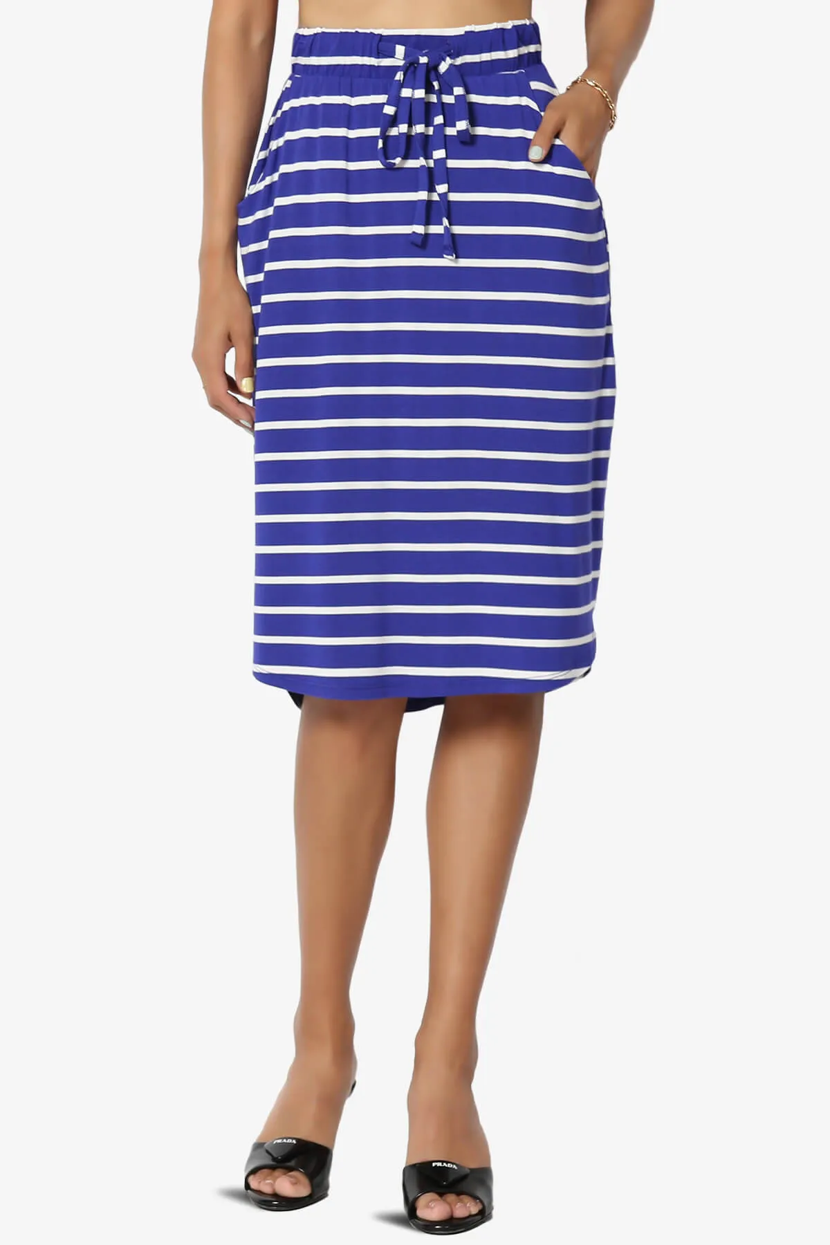 Eclipse Stripe Drawstring Midi Skirt