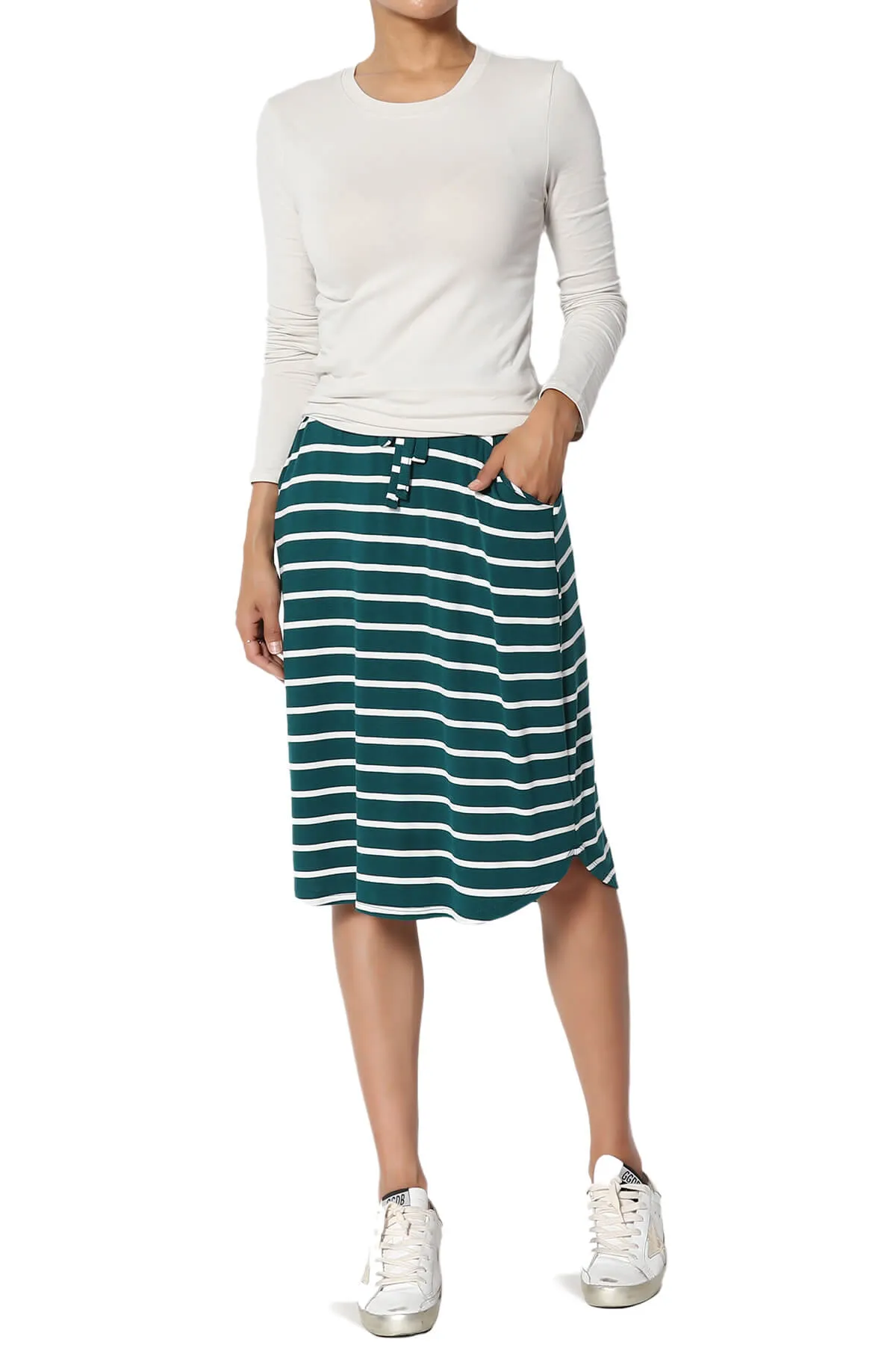 Eclipse Stripe Drawstring Midi Skirt