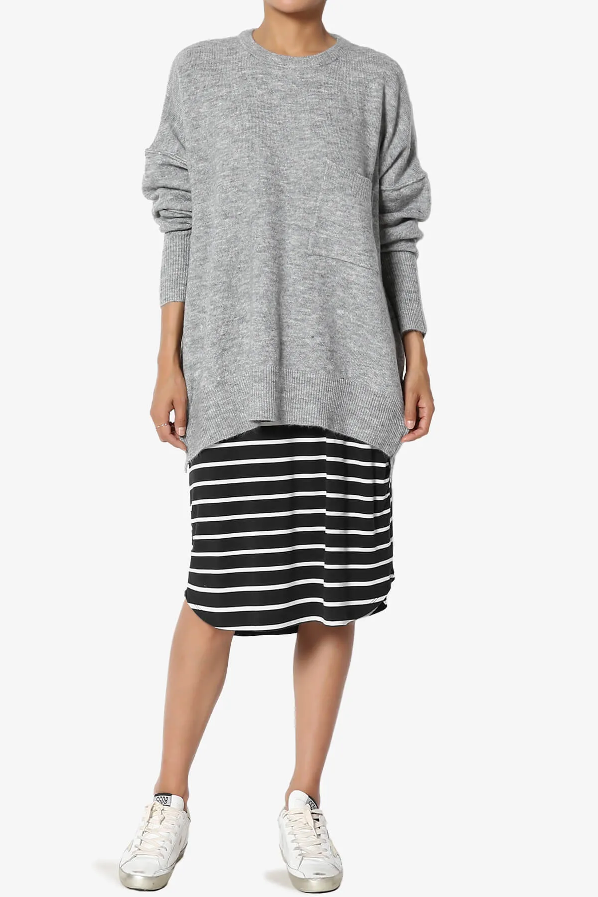 Eclipse Stripe Drawstring Midi Skirt