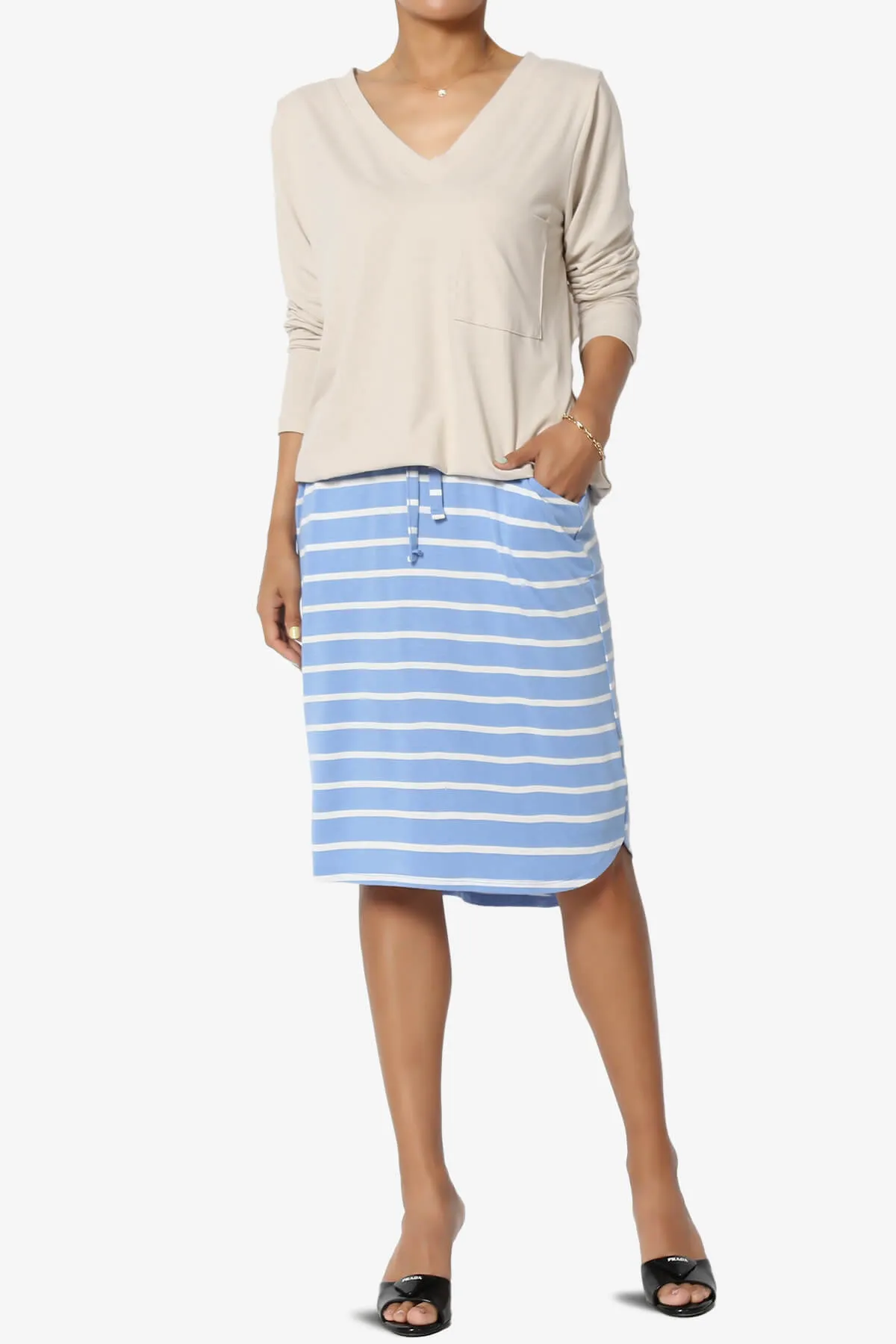 Eclipse Stripe Drawstring Midi Skirt