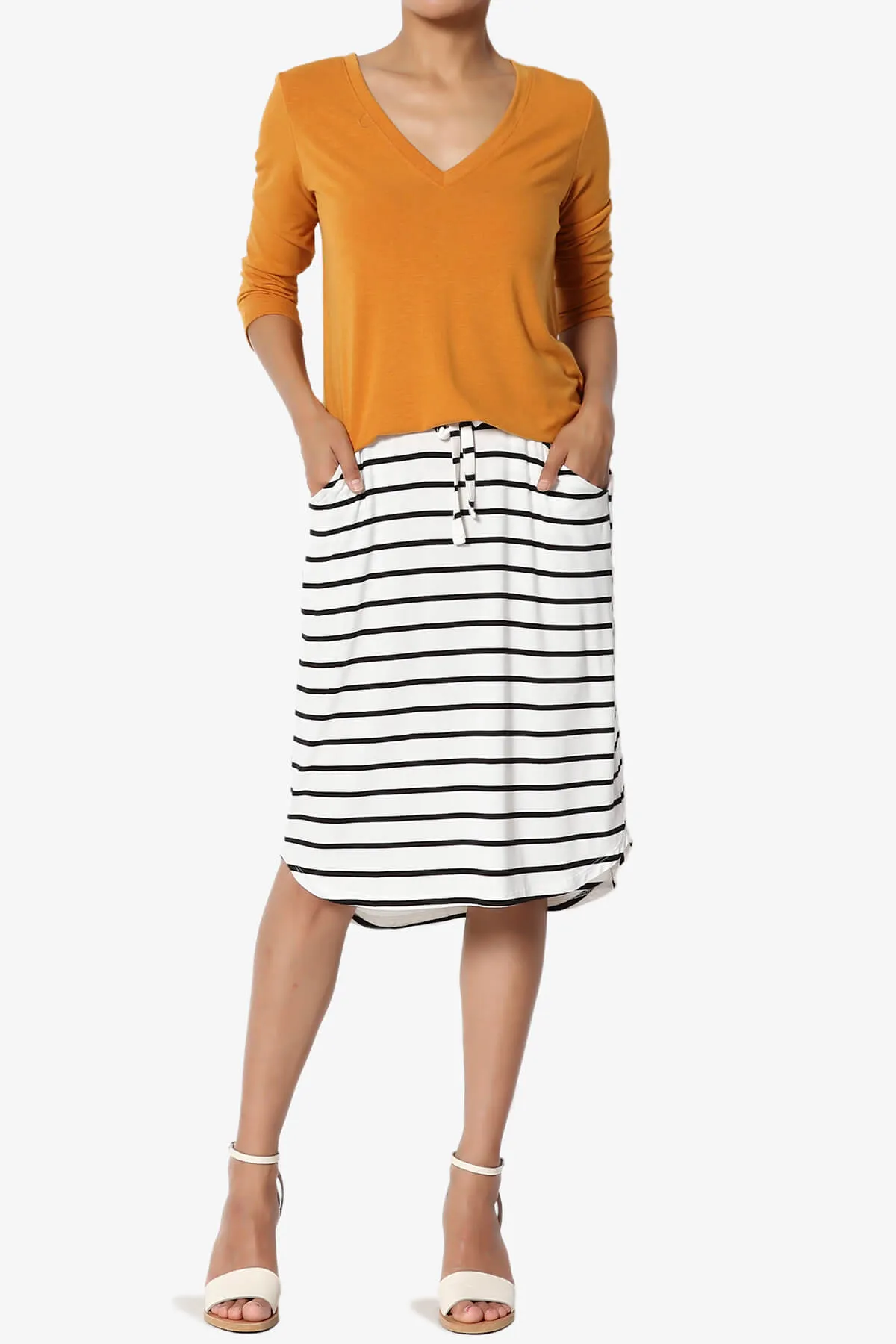 Eclipse Stripe Drawstring Midi Skirt