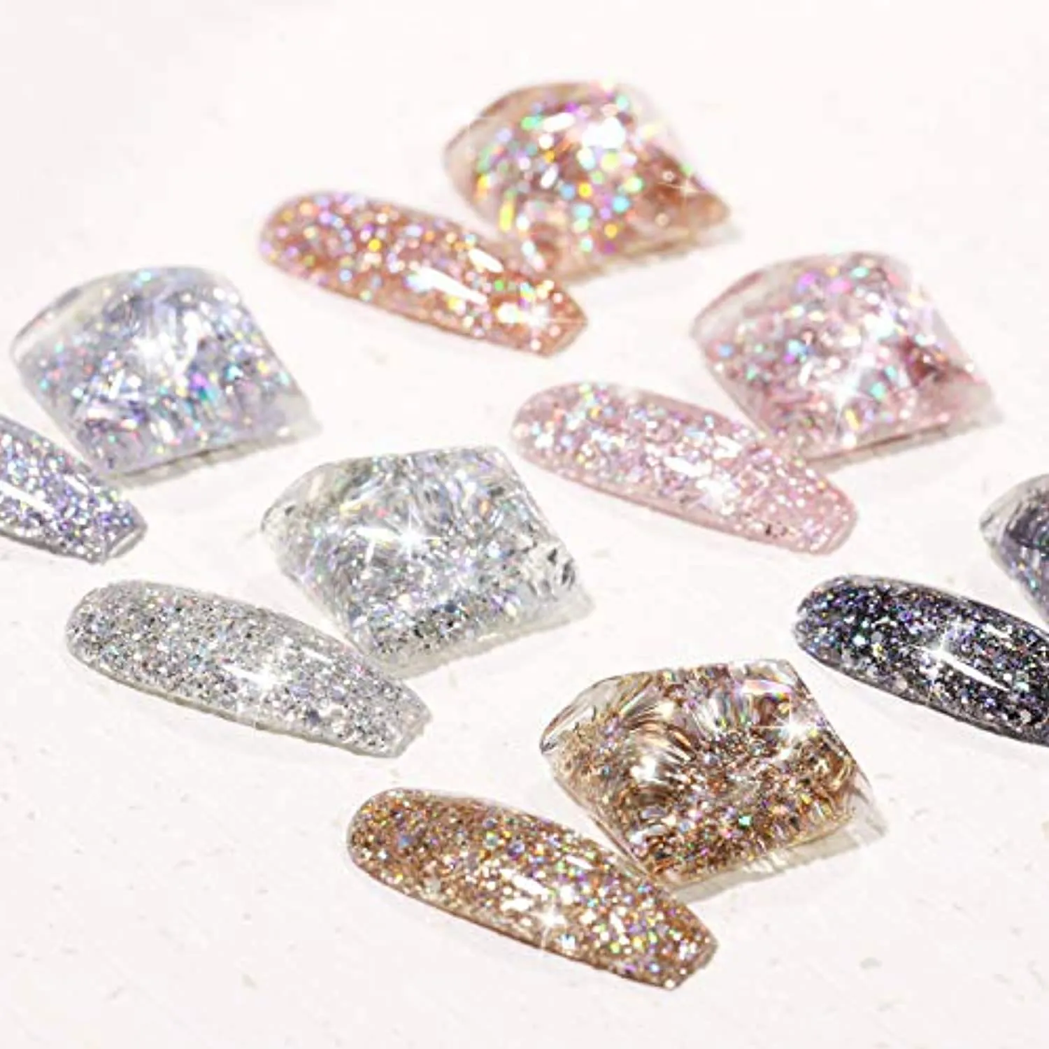 GAOY Chrome Platinum Glitter Gel Nail Polish Set of 6 Colors Including Sparkly Shiny Black Silver Pink Gel Polish Kit UV LED Soak Off Nail Polish Home DIY Manicure Nail Salon Varnish