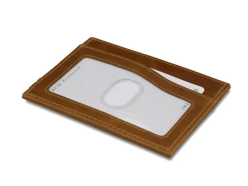 Garzini RFID Leather Card Holder ID Window Brushed