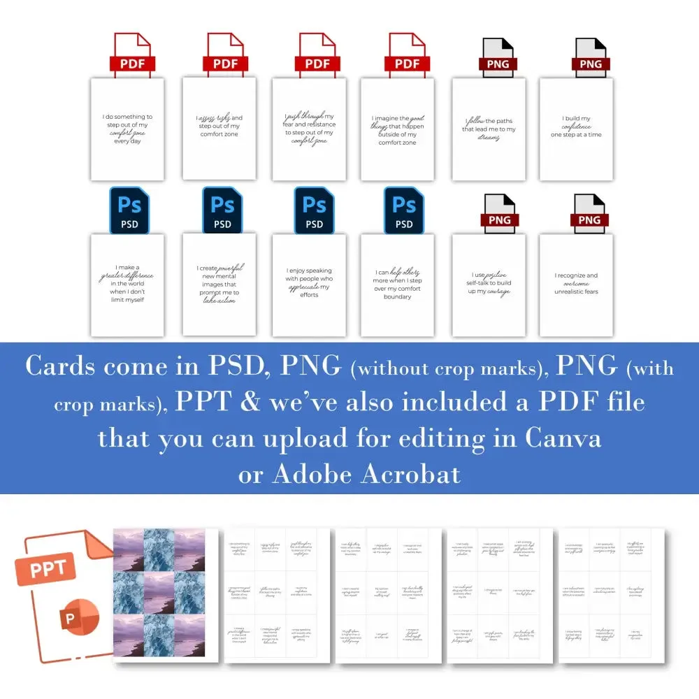Get Out of Your Comfort Zone Affirmations - PLR Card Deck