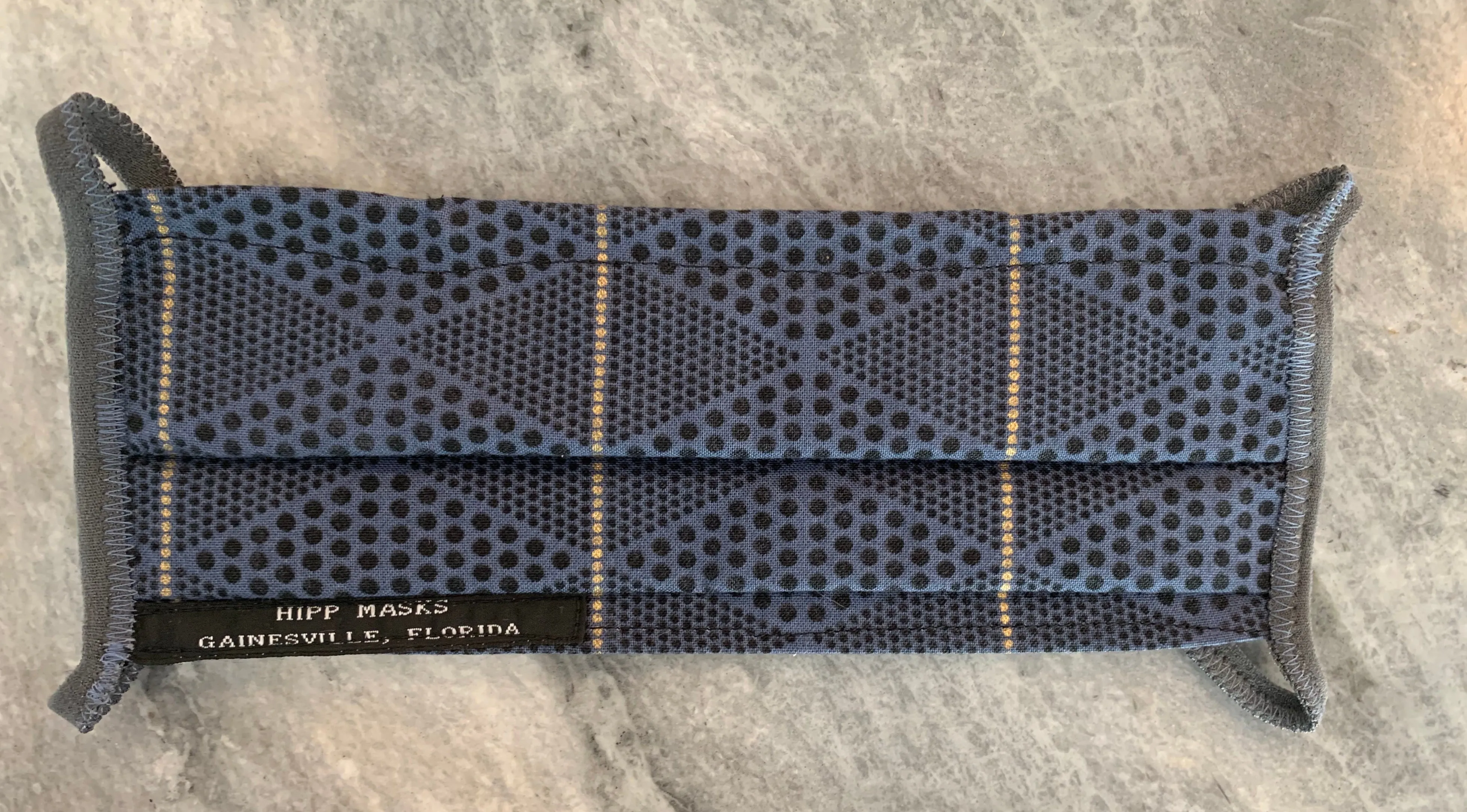 GNV Airport:   Navy with Gold Dots and Navy Foldover Elastic for Ears