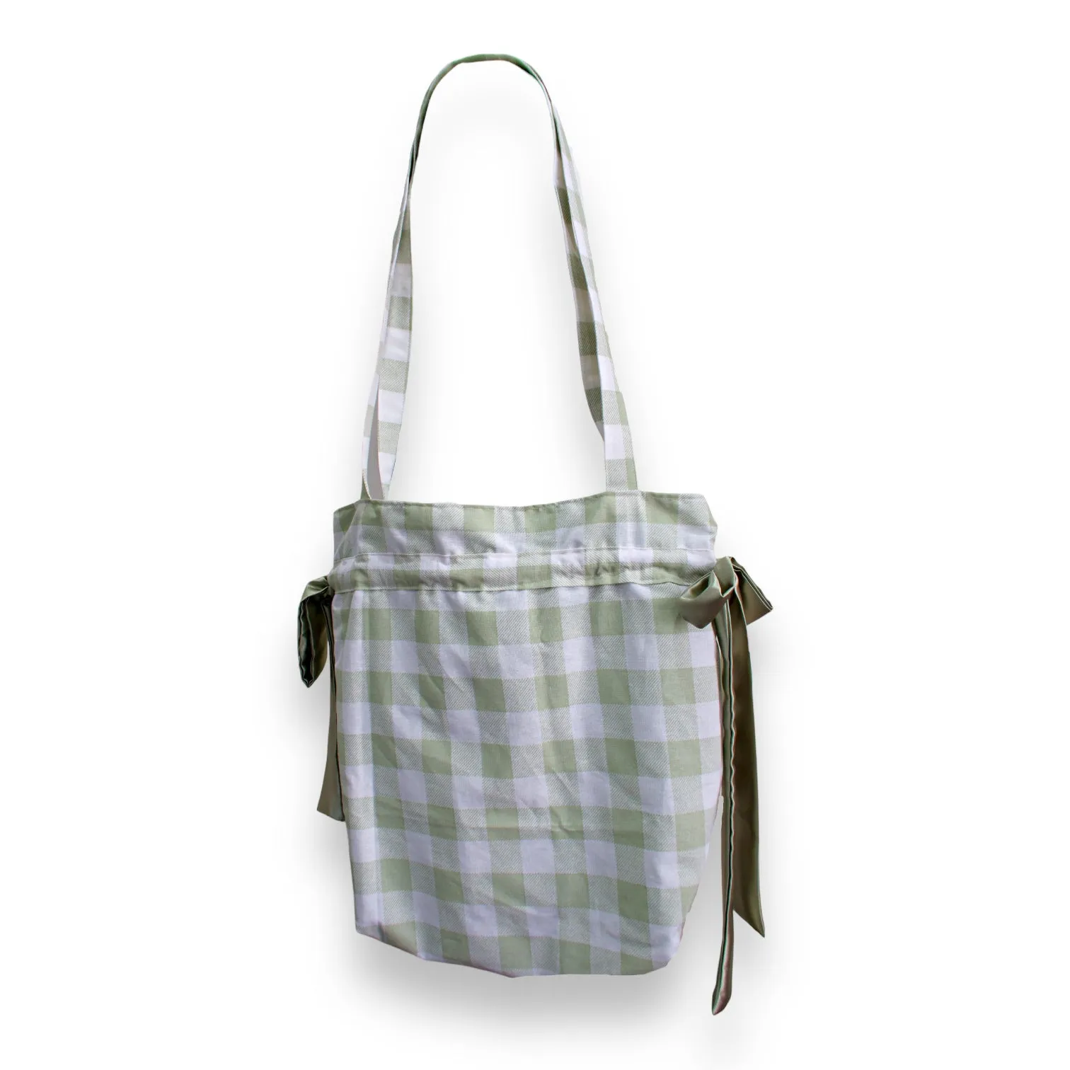 Green Gingham Bow Tote Bag