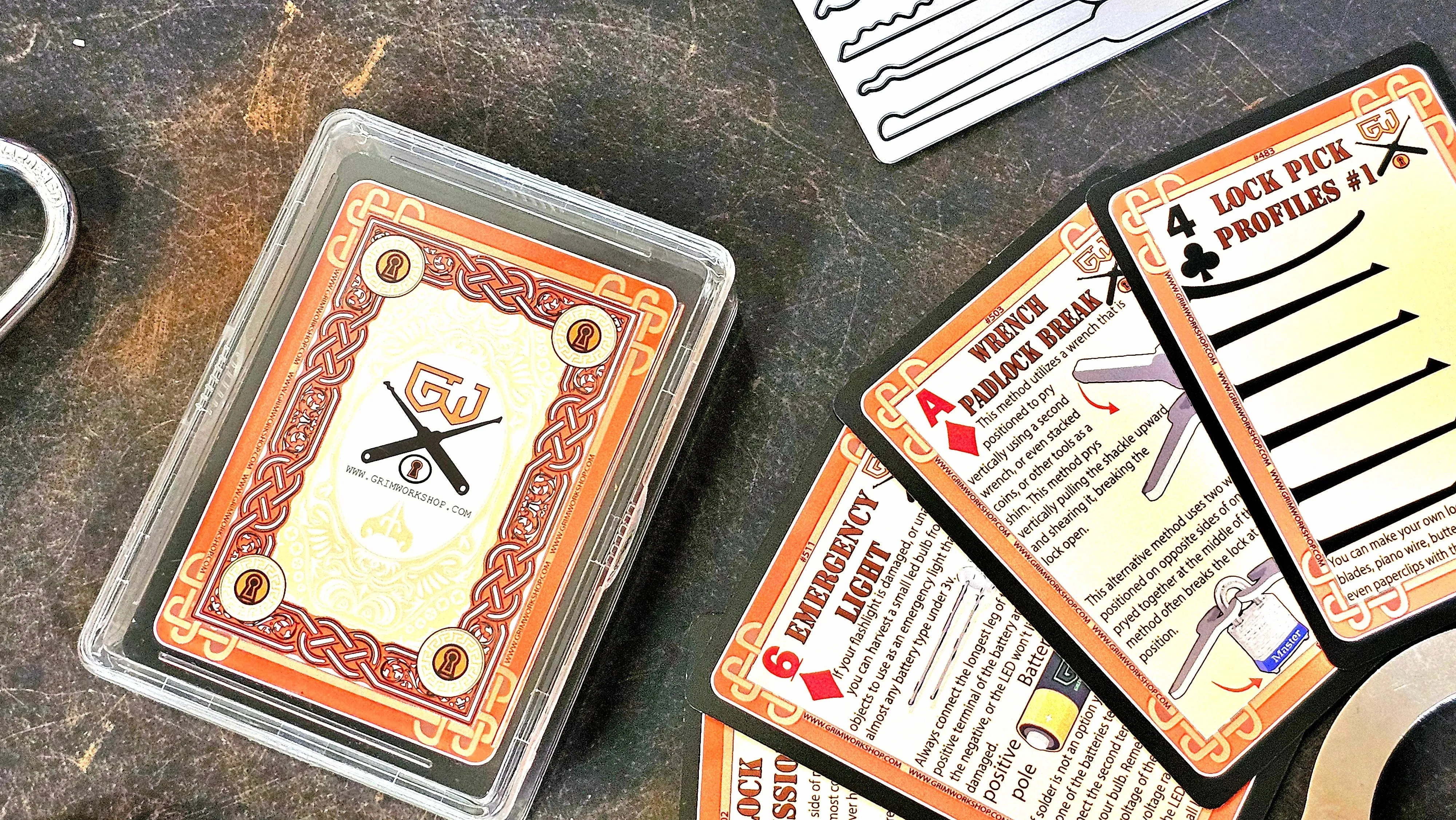 Grim Workshop Survival 54-Card Lockpicking & Urban Survival Deck