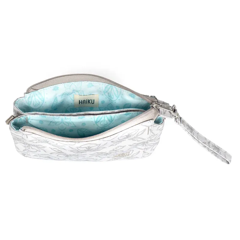 Haiku Revel Crossbody Bag in Stone Gray,  River Rock Blue, Cherry Blossom & Black