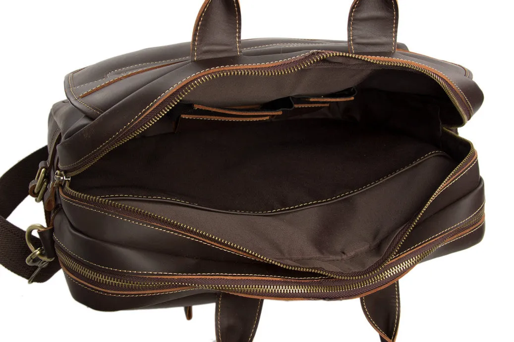 Handmade Full Grain Leather Briefcase / 15''  Laptop Bag / Men's Handbag 8951