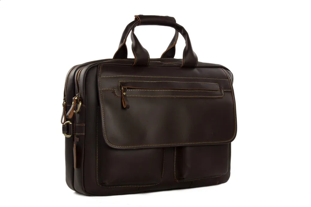 Handmade Full Grain Leather Briefcase / 15''  Laptop Bag / Men's Handbag 8951