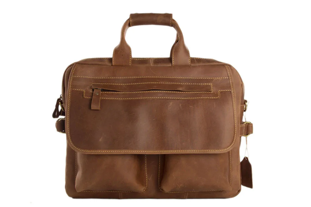 Handmade Full Grain Leather Briefcase / 15''  Laptop Bag / Men's Handbag 8951