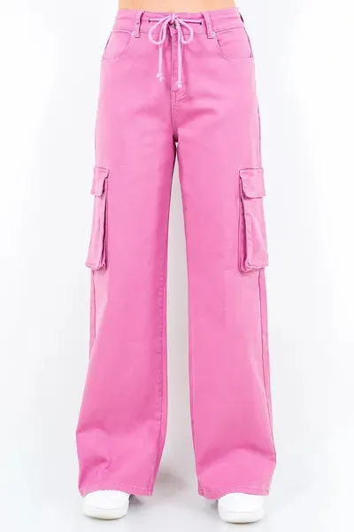 Hazel Blues® | American Bazi Drawstring Wide Leg Cargo Pants