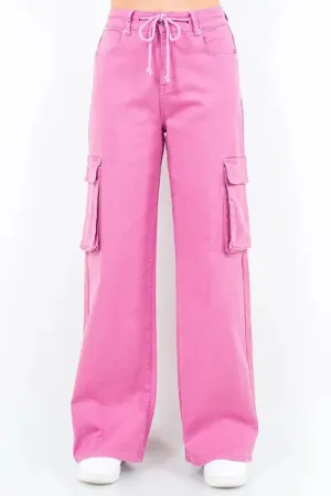 Hazel Blues® | American Bazi Drawstring Wide Leg Cargo Pants