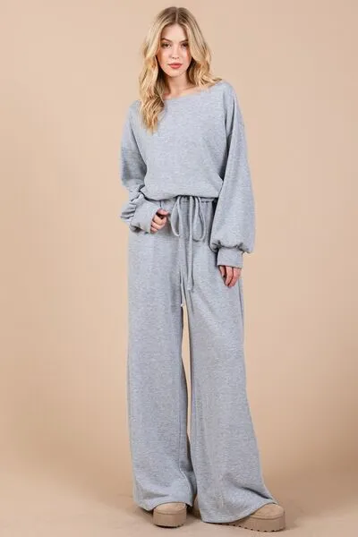 Hazel Blues® |  Ces Femme Boat Neck Long Sleeve Drawstring Jumpsuit