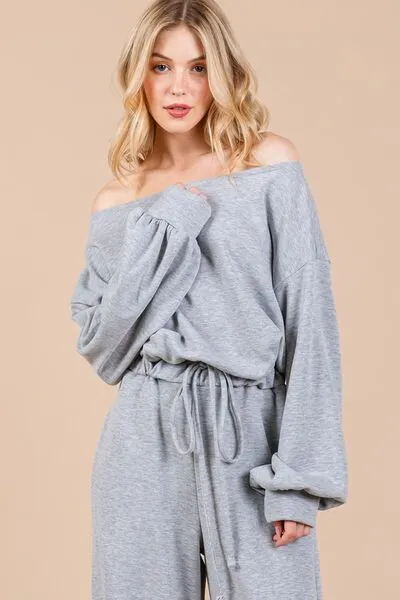 Hazel Blues® |  Ces Femme Boat Neck Long Sleeve Drawstring Jumpsuit