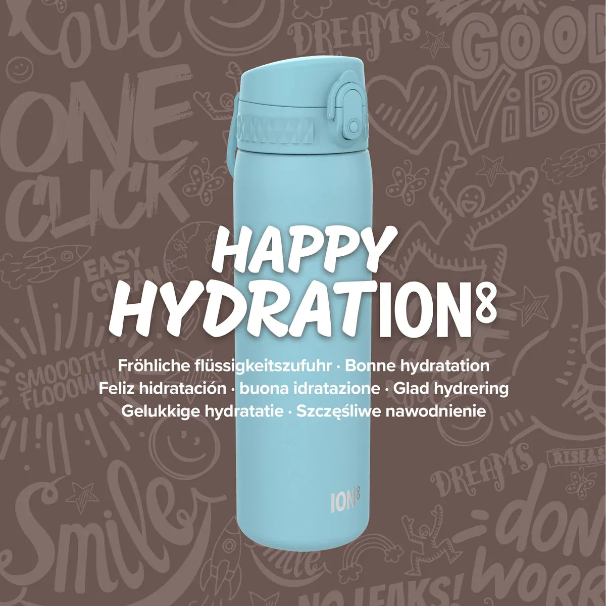 ION8 Slim 600ml Stainless Steel, Water Bottle - Alaskan Blue