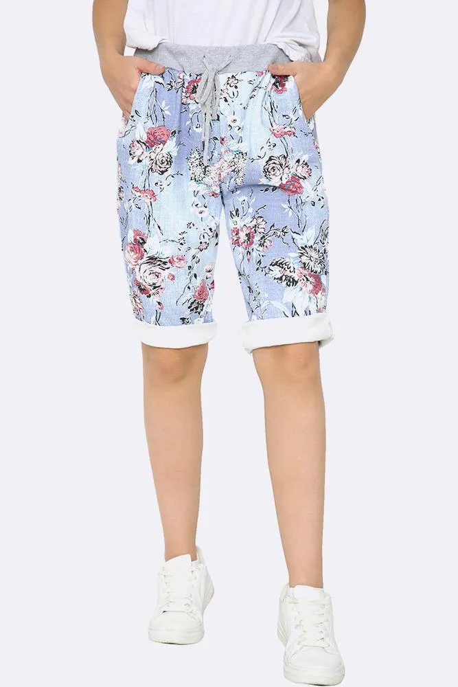Italian Floral Printed 3/4 Trouser