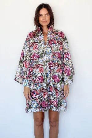Jewel Floral Sequin Mini Caftan