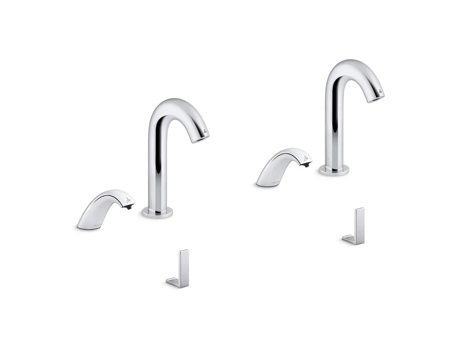 KOHLER K-181030-BB1 Oblo Curve Touchless lavatory faucets and soap dispensers with Kinesis sensor technology, AC-powered, 0.5 gpm