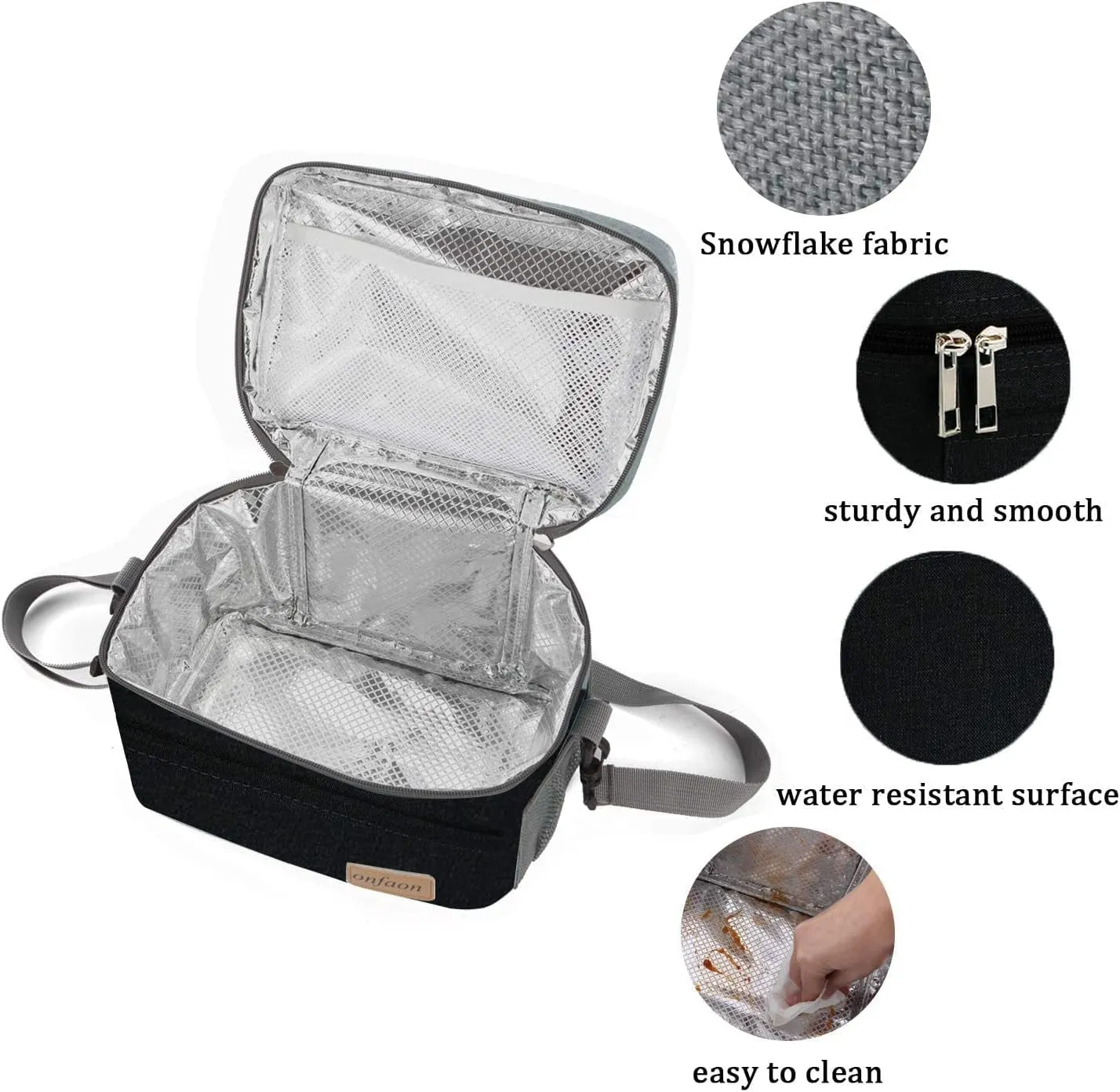 Leakproof Lunch Bag, Cooler Lunch Bag with Adjustable Shoulder Strap for Office Work Picnic and Beach