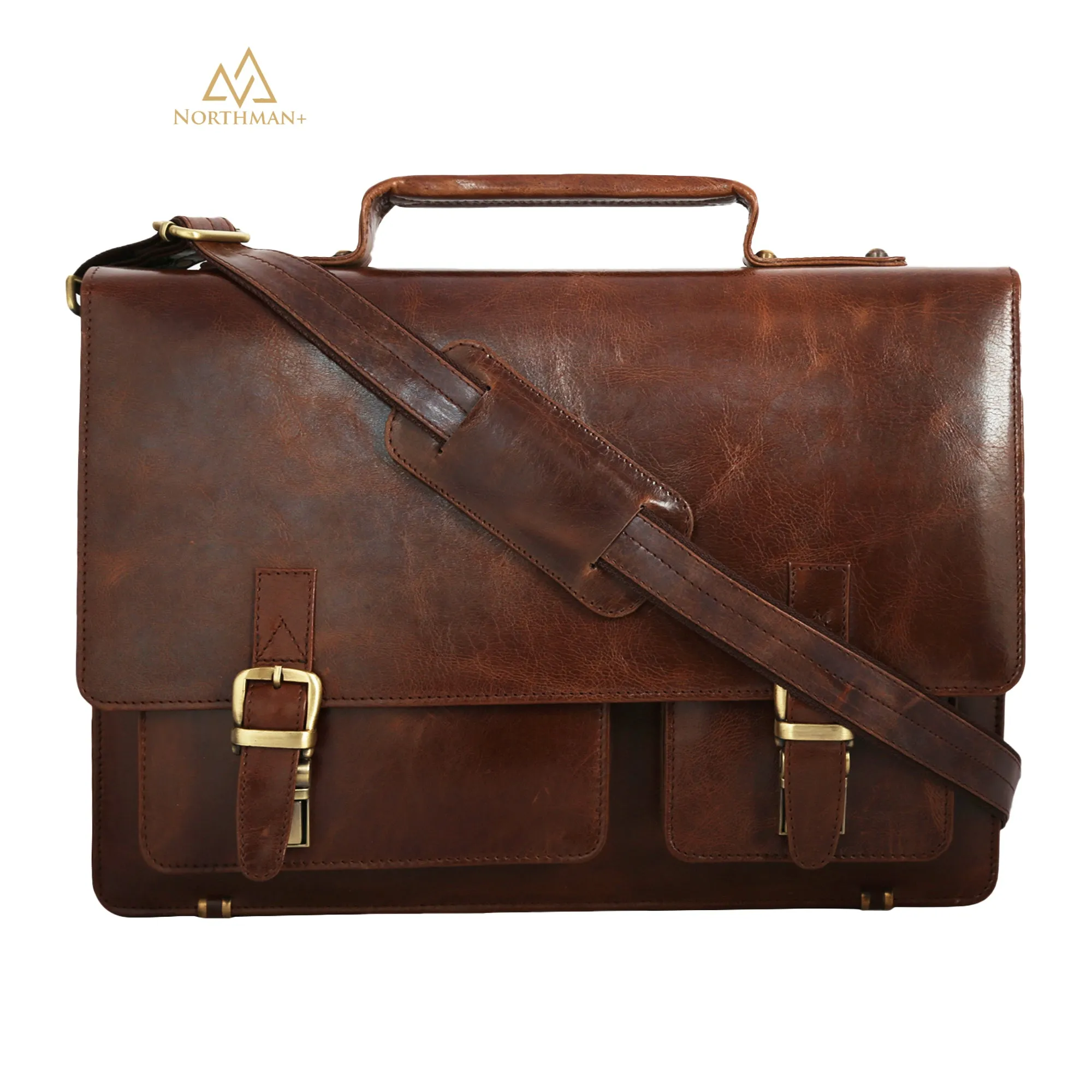 Leather Briefcase in Dark brown