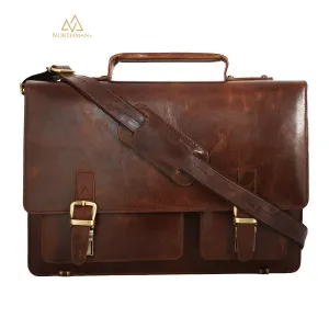 Leather Briefcase in Dark brown